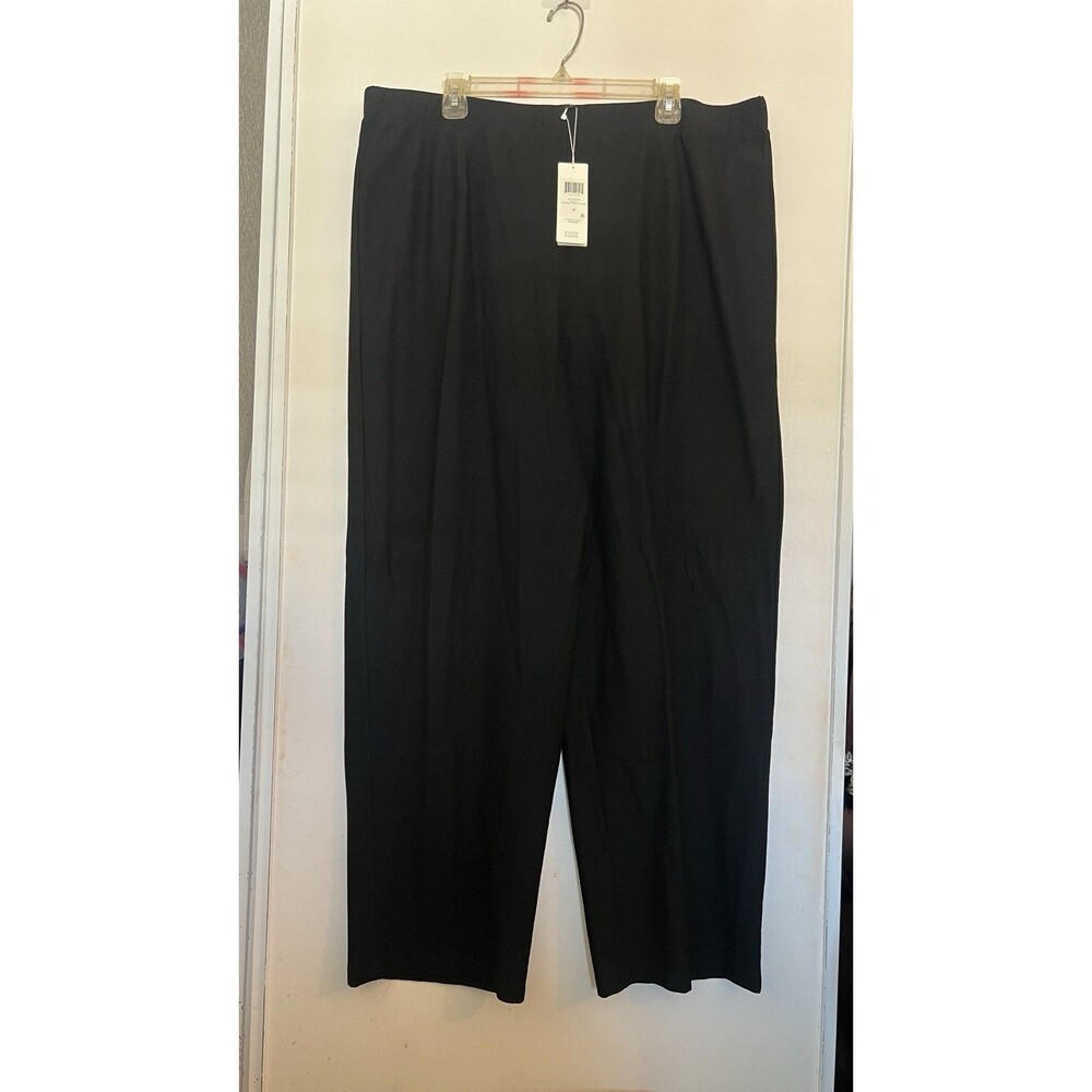 Eileen Fisher Women's Black Knit Straight Pull On Pants Stretch Plus 3X